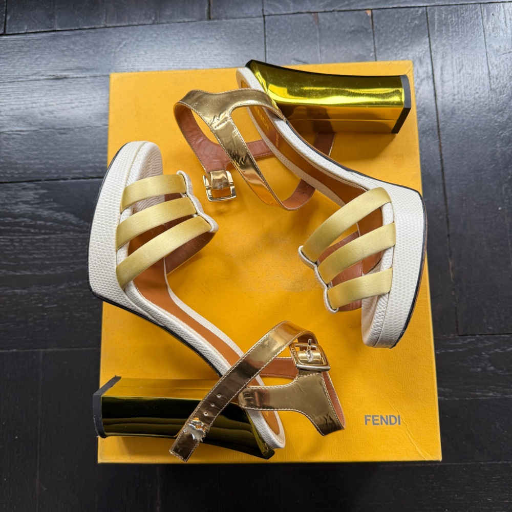 Authentic Fendi Chameleon platform sandal heels
